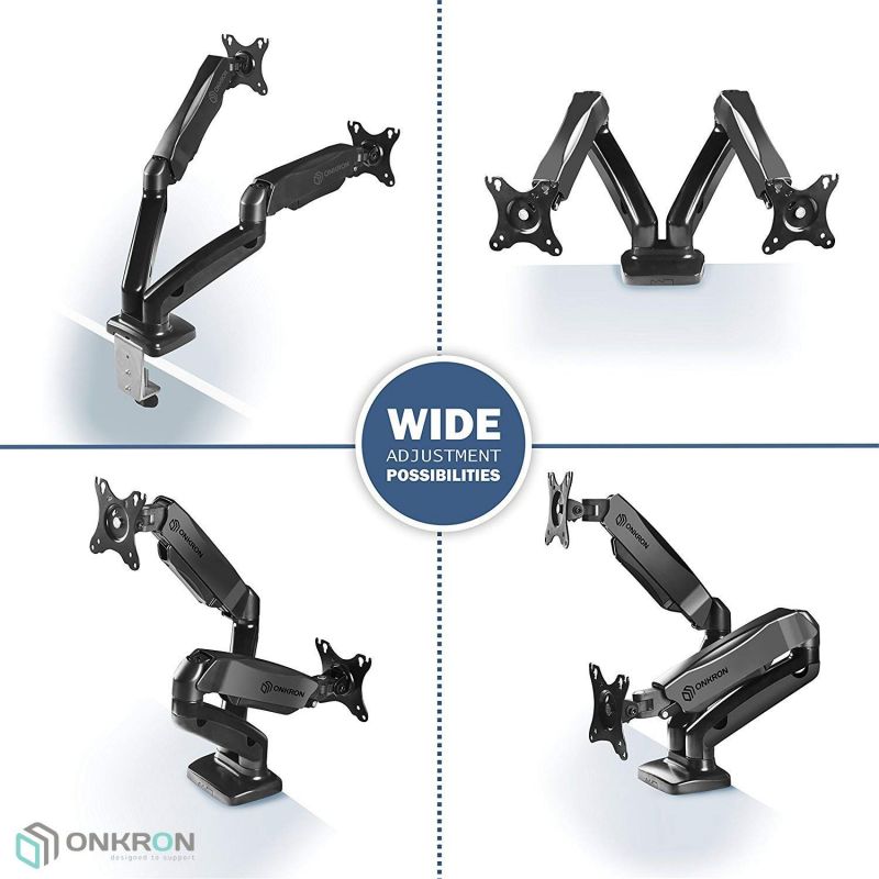 Кронштейн с газлифтом для 2-х мониторов ONKRON G160 чёрный