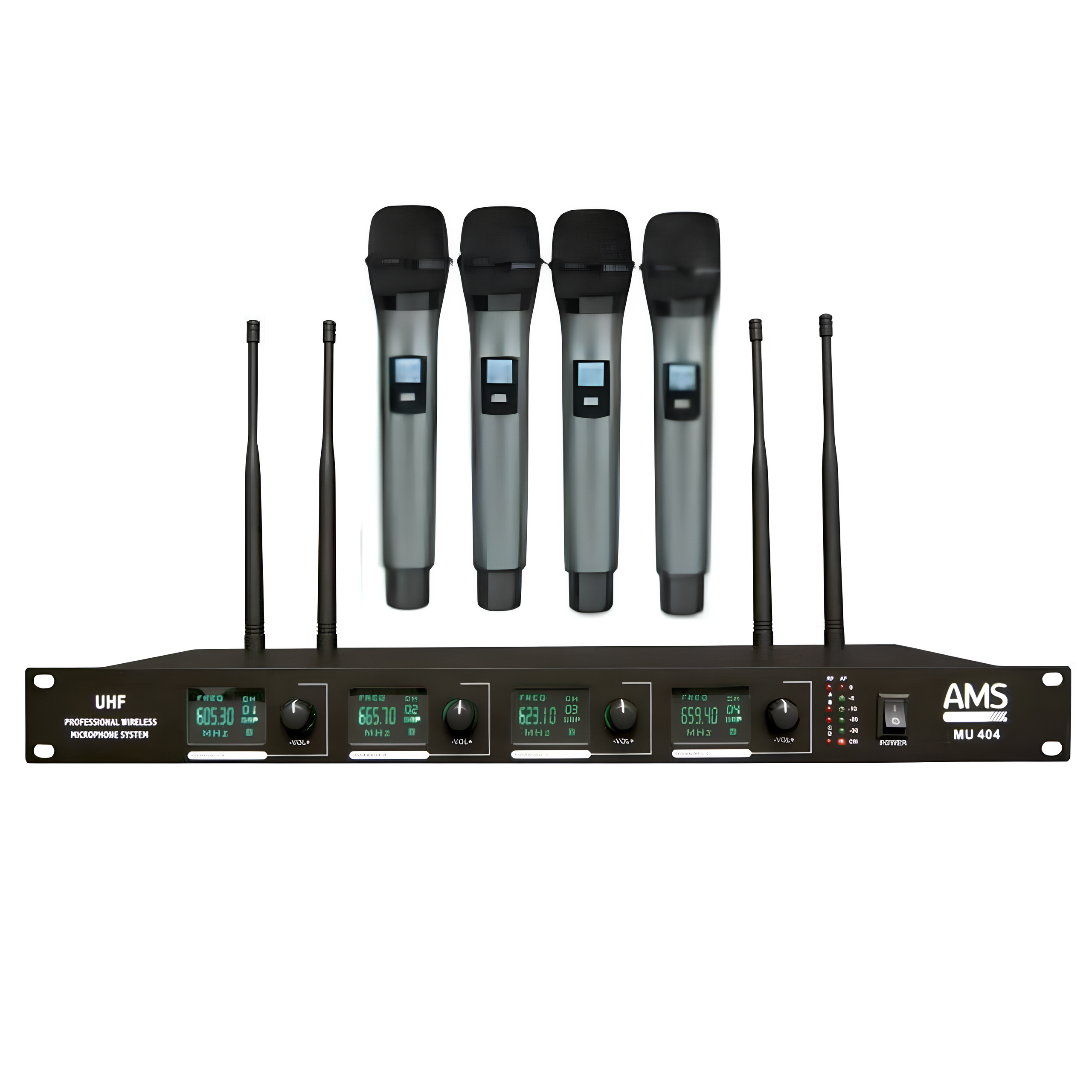 4-канальная беспроводная микрофонная система VHF AMS MU 404 + MM 104