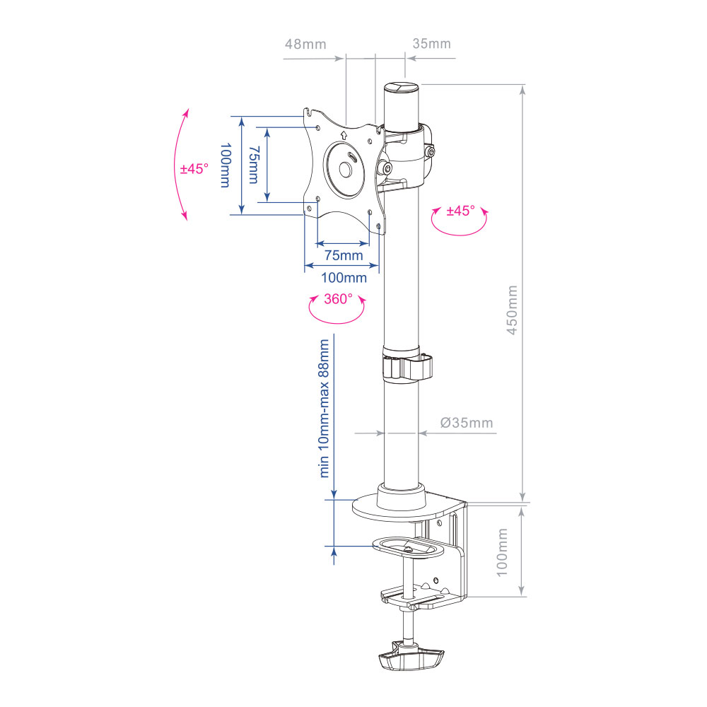Кронштейн для монитора Arm media LCD-T41 black
