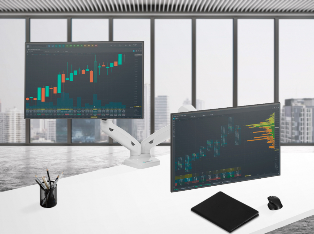 Кронштейн с газлифтом для 2-х мониторов ONKRON G160 белый