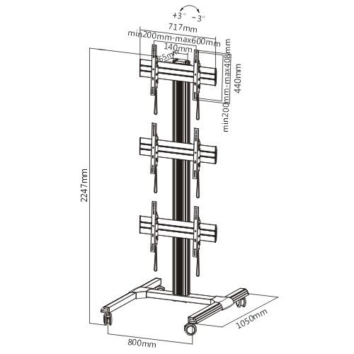 Мобильная стойка Brateck LVS01-346FW на 3xLCD_