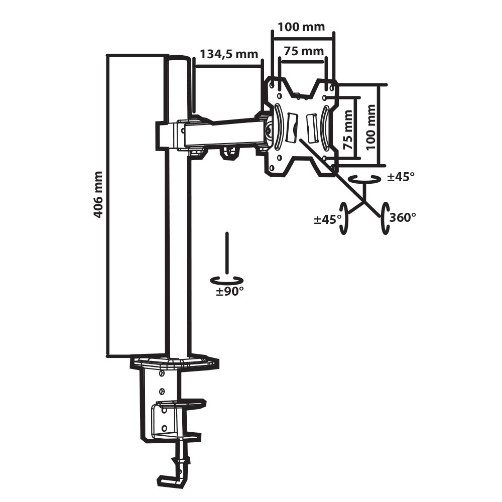 Кронштейн настольный Tuarex ALTA-501 black