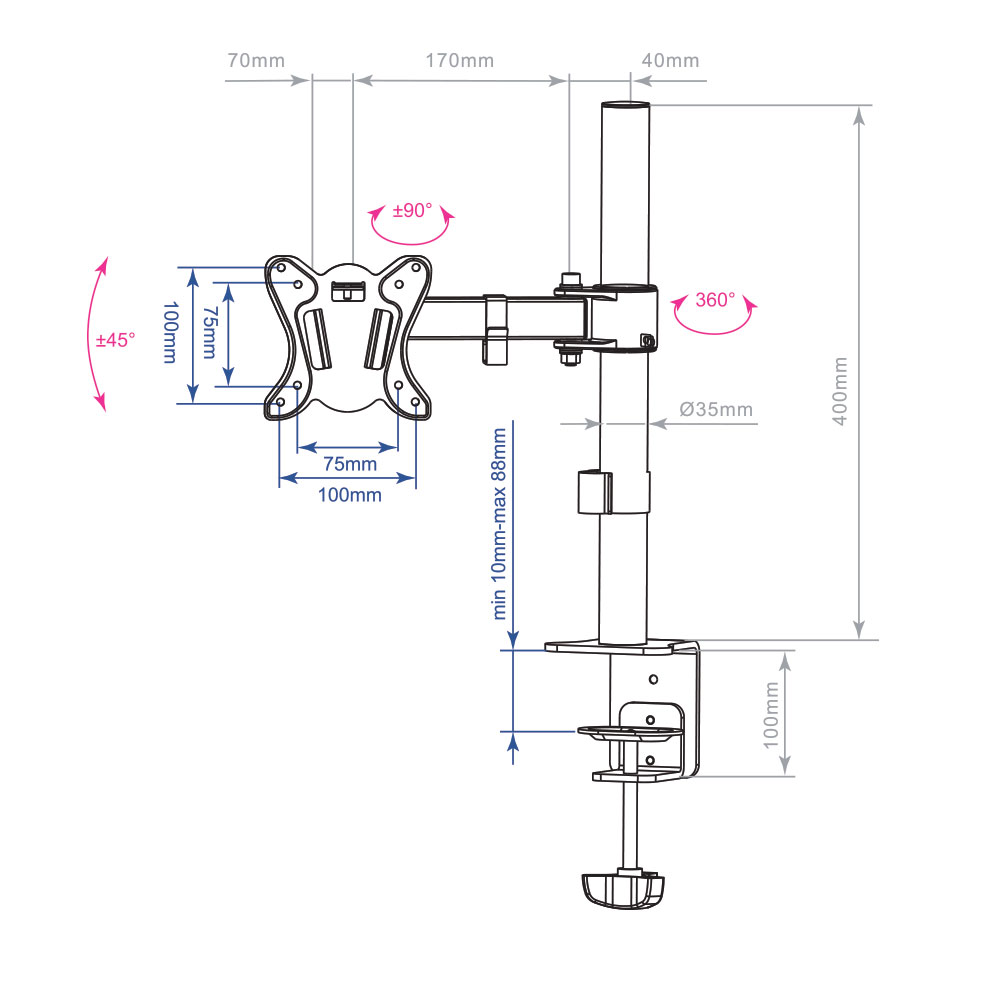 Кронштейн настольный Arm media LCD-T11 black