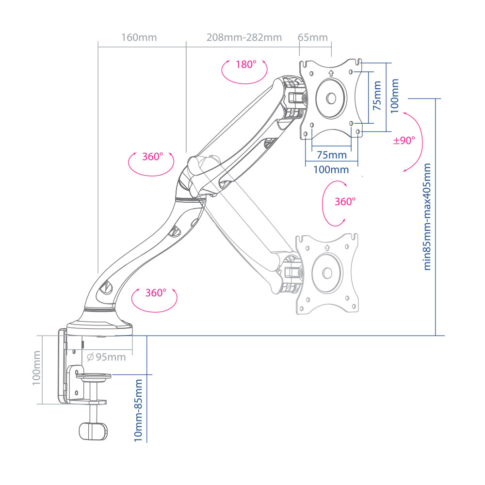 Кронштейн с газлифтом Arm media LCD-T21 чёрный